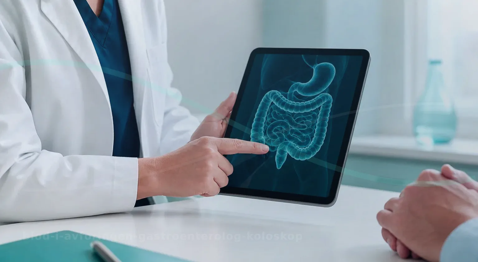 Blod i avföringen – gastroenterolog, koloskopi eller akut vård? - realistisk vårdbild med människa för gastroenterologi