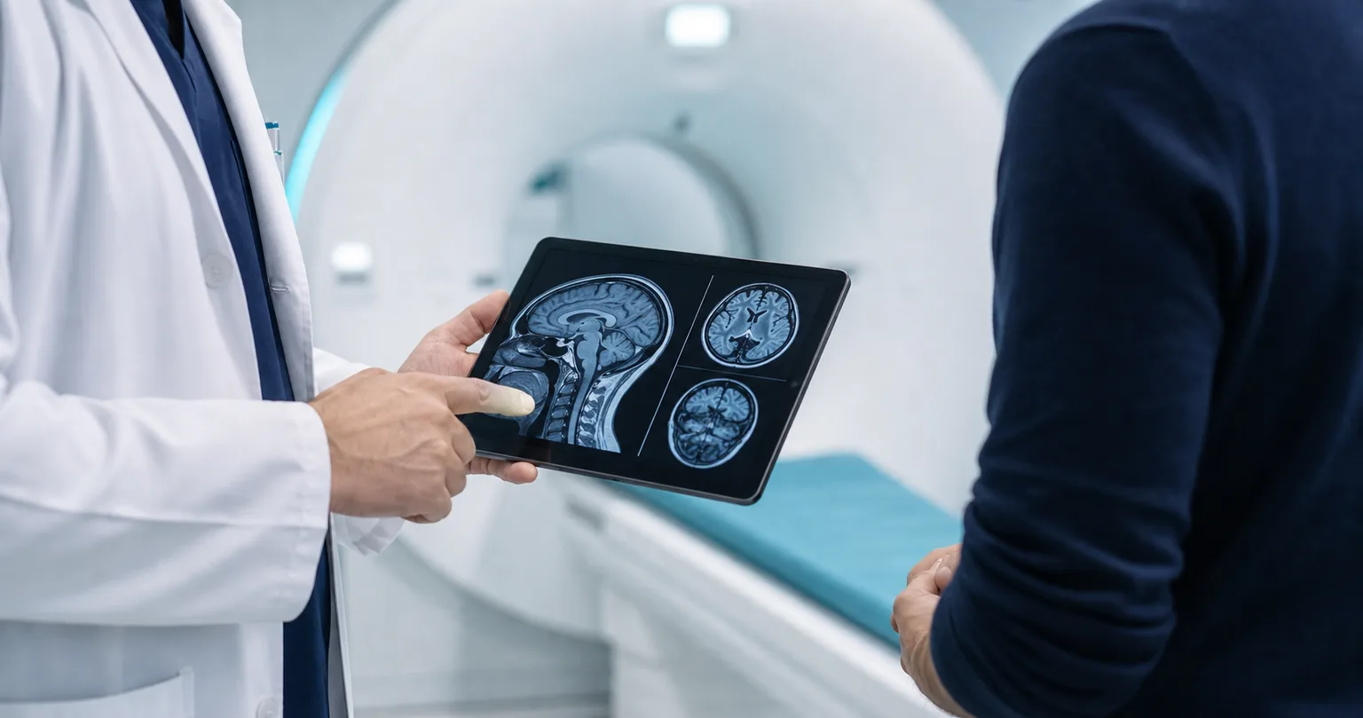 MR utan remiss – så fungerar privat magnetröntgen - realistisk vårdbild med människa för radiologi